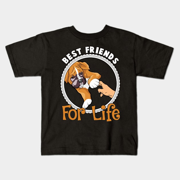 Best Friends For Life Funny Boxer Dog Lover Kids T-Shirt by lenaissac2